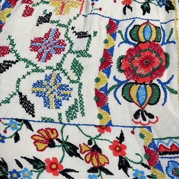 Ella Moon Lindsey Embroidered Floral Dress Faux Cross Stitch Vacation Europe S - Picture 9 of 14